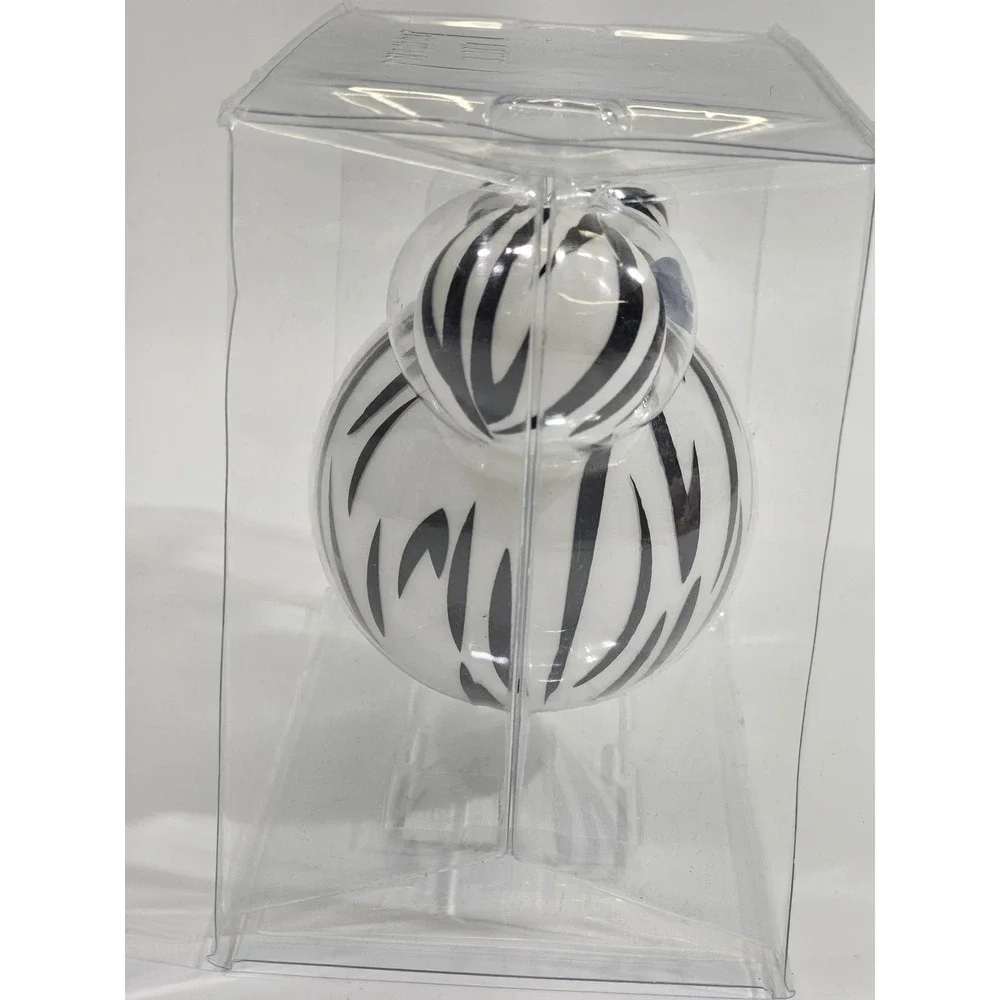 Disney Parks Animal Kingdom Mickey Mouse Head Zebra Glass Ornament Black White
